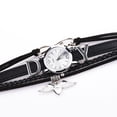 thumbnail image 4 of Reloj de pulsera con patrón de oscilación de corazón de cuarzo con correa de cuero de PU para mujer a la moda (negro), 4 of 5