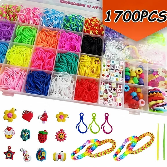 Bracelet Making Kit Loom Rubber Bands Crafts for kids Toys for Girls 8 to 11 Years Jewelry Making Supplies in 23 Colors 1700  PCS