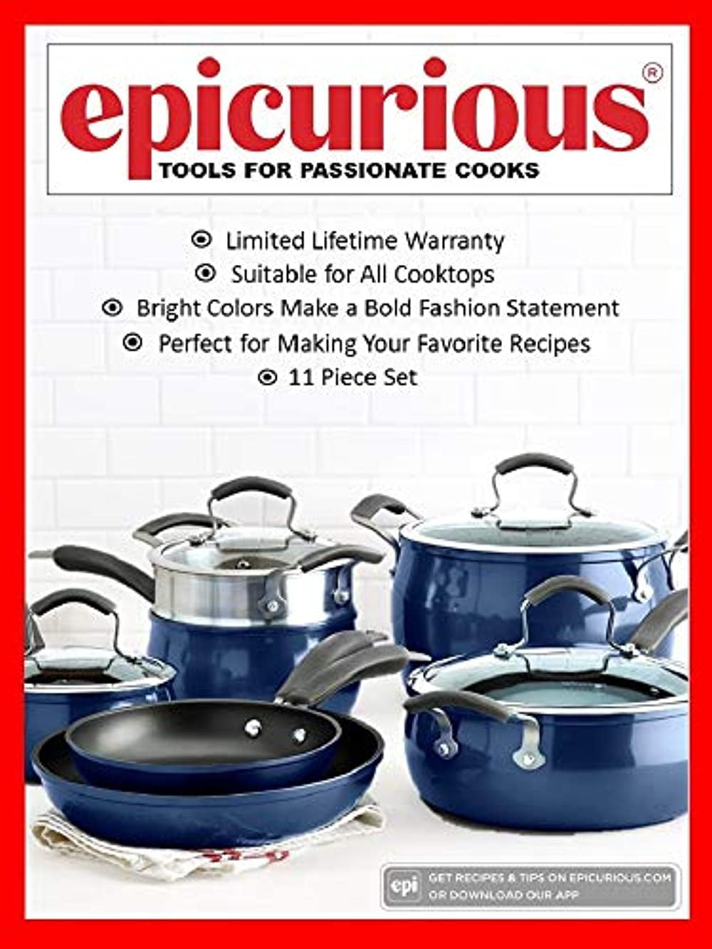 Epicurious 10PC Cookware 11.25-in Aluminum Cookware Set with Lid
