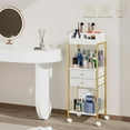 thumbnail image 5 of Makeup Organizer Cart Shelf Floor Skincare Organizers Make Up and Station Storage Cabinet For Vanity Standing Cosmetics With Drawers and Wheels For Nail Polish Perfume Hair Tool Holder Beauty(Gold), 5 of 6