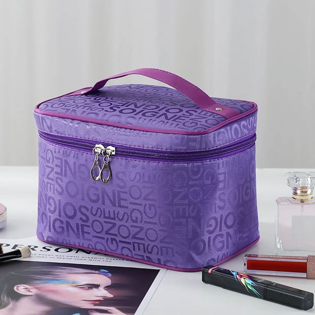 Xihbxyly Bolsa de Maquillaje Portátil, Gran Capacidad, Material Ligero y Transpirable, Cierre de Cremallera Fácil de Usar, Bolso de Viaje, Uso Diario, Negocios o Vacaciones, Tamaño 22 X 16 X 15 Cm.