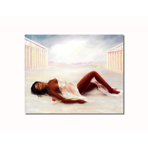 African American Angel #3 Lying with Rose Between Greek Buildings Wall Picture 8x10 Art Print