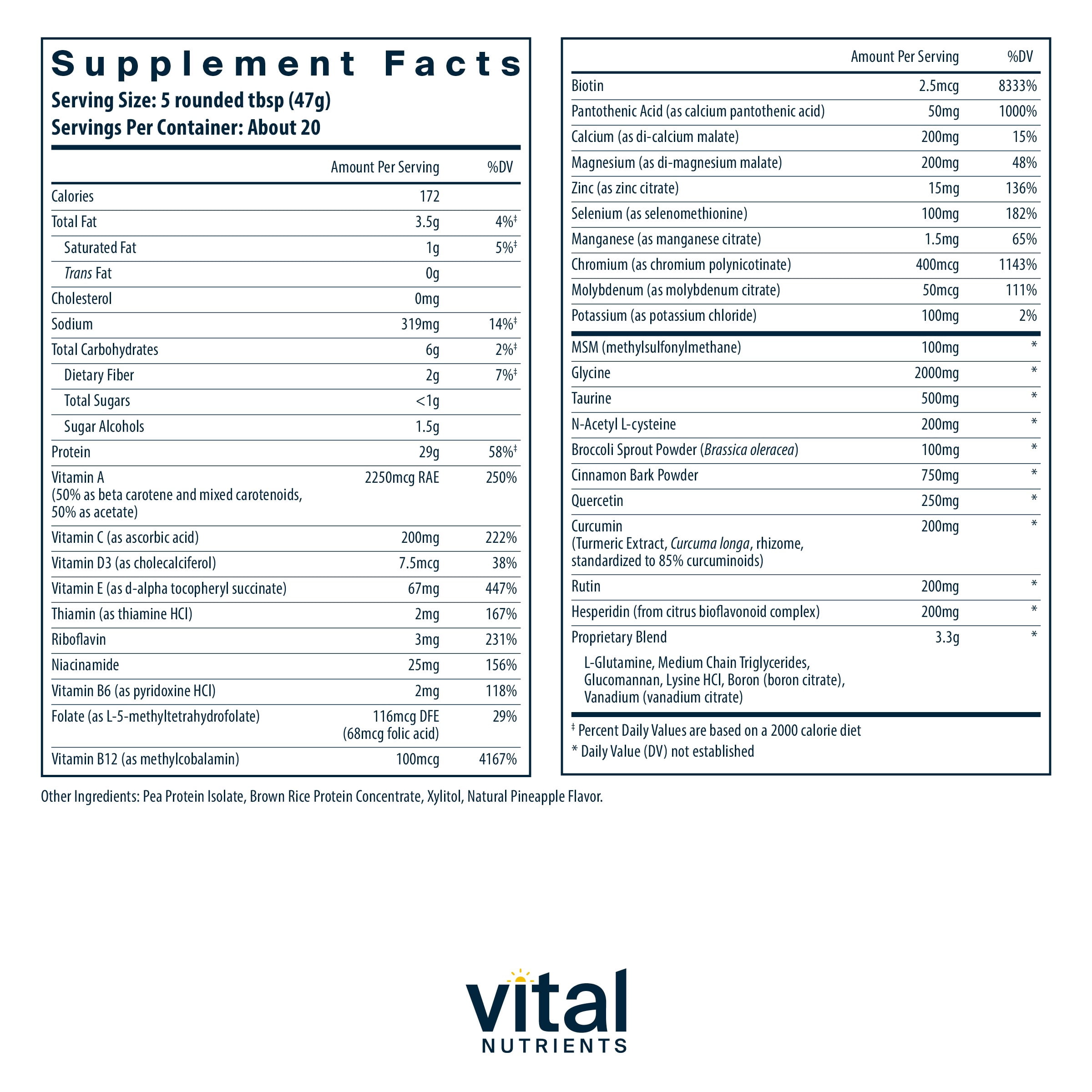 Vital Nutrients - Vital Clear - Nutritional and Herbal Support for a Healthy Inflammatory Response, Normal Blood Sugar Levels, and Detoxification - Vegetarian - 942 Grams