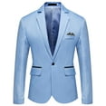 thumbnail image 4 of Autumn and winter men's single-breasted slits casual men's suit men's suit jacket-sea Blue-M, 4 of 5