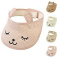 thumbnail image 4 of ZACPNCV Baby Roll-up Straw Visor Hat Sun Hat Kid Wide Cute Bunny Summer Beach Hat Khaki 2-6 Years, 4 of 4