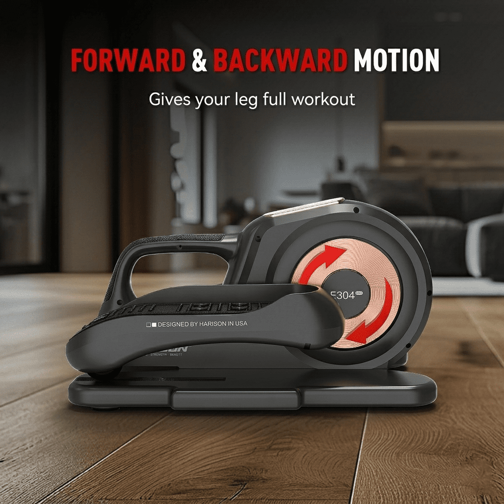 HARISON Under Desk Elliptical Machine with LCD Display, Elliptical Machines for Home Use with 12-Level Adjustable Speed and Resistance Bands
