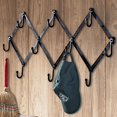 thumbnail image 5 of Accordion Wall Hanger - Forged Iron Hat Rack with 10 Hooks for Hats, Coats, and Bags - Expandable Coat Rack - Wall Organizer for Bedroom, Entryway, or Mudroom (Black), 5 of 6