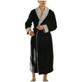 thumbnail image 4 of VANLOFE Unisex Warm Pajamas Household Clothes Solid Bathrobe Lengthened Night-robe Man's Nightgown Casual Robes Black Robes Sleepwear for Woman XL, 4 of 6