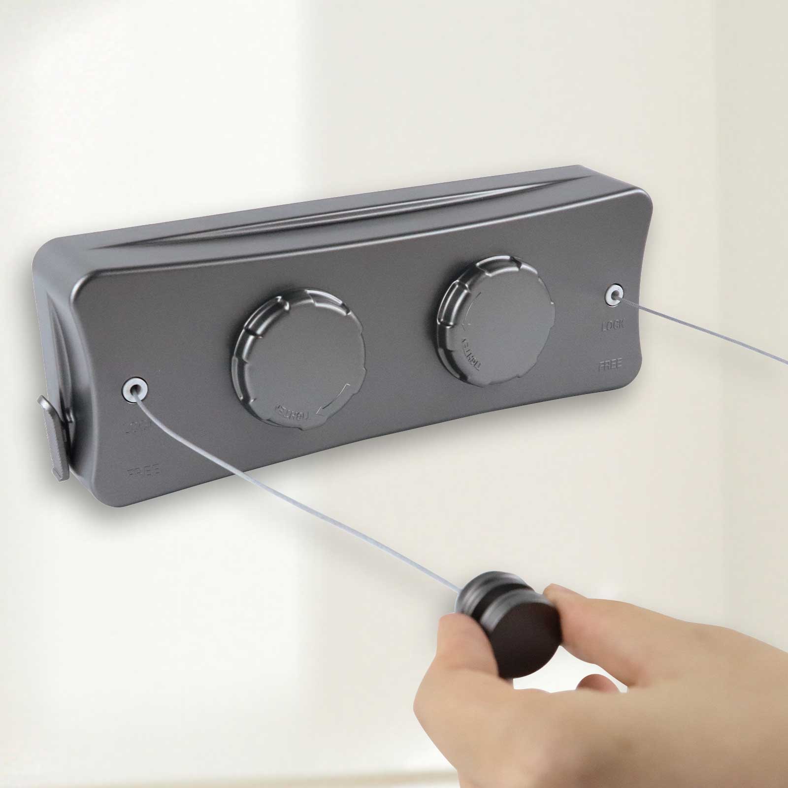2-Line Heavy Duty Retractable Clothesline Walls Stainless Steel Clothes Drying Laundry for Outdoor Indoor, Hanging Clothes Line 16.7Ft Steel Wire (Gray)