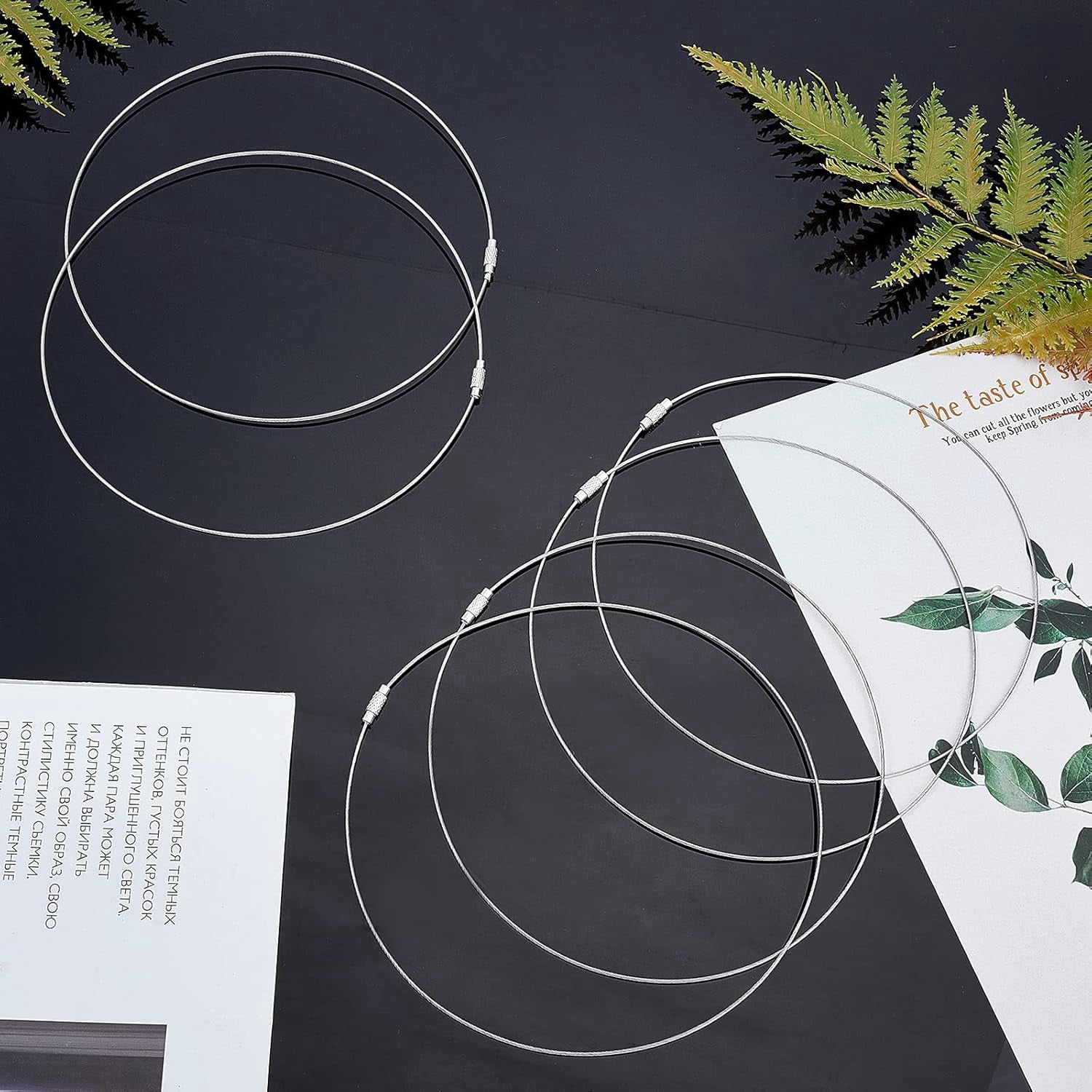 100 Strands 14.5cm Steel Wire Necklace Cord Memory Jewelry Wire with Brass Screw Clasp Beading Wire Chains for DIY Jewelry Making-Silver grey