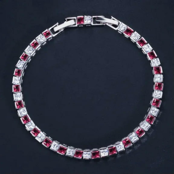 Royal Blue Square Cut CZ Crystal Women Bridal Tennis Bracelet Fashion Brand Gift