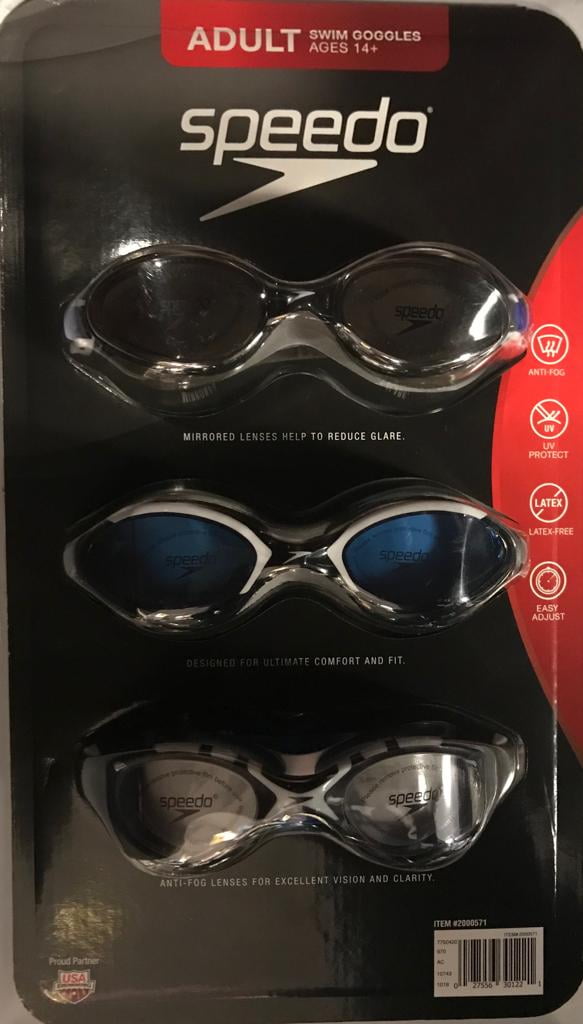 Speedo Goggle Adult Unisex, 3-pack (Black) - Walmart.com