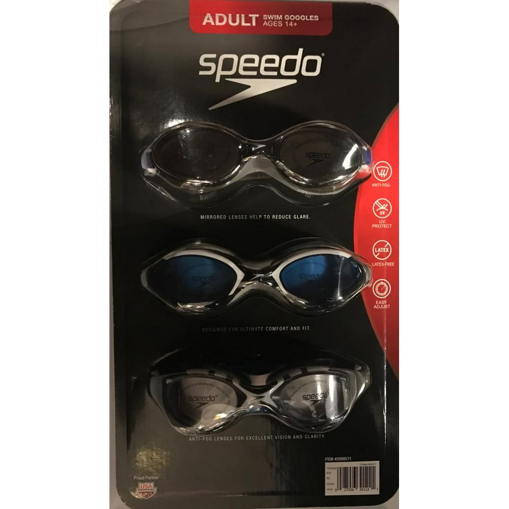 Speedo Goggle Adult Unisex, 3-pack (Black) - Walmart.com - Walmart.com