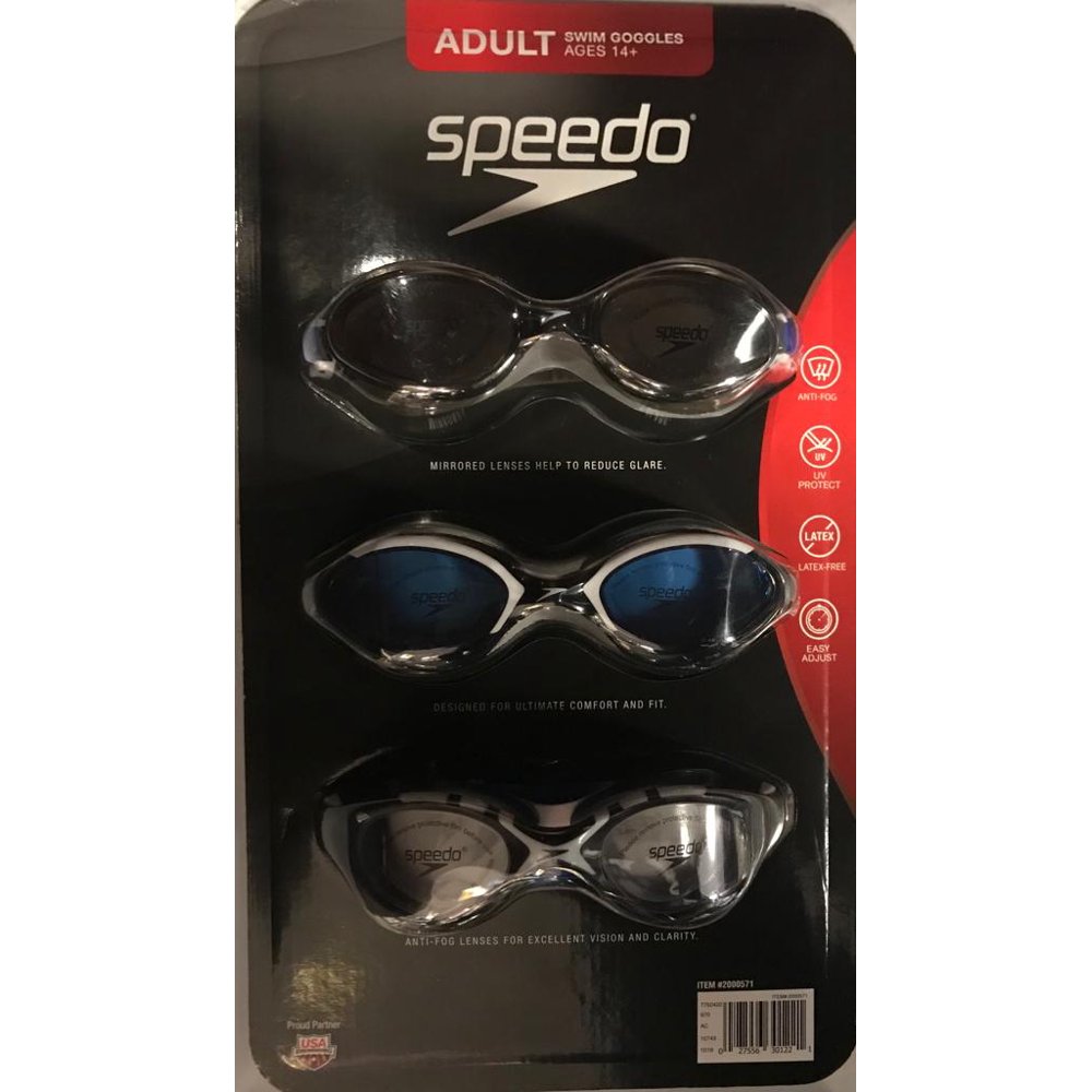 Speedo Goggle Adult Unisex, 3pack (Black)