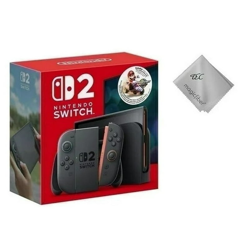 NEW TEC Switch 2 Console + Mario Kart World Bundle - 7.9" Screen, 256GB with Silicone Controller Cover Skin