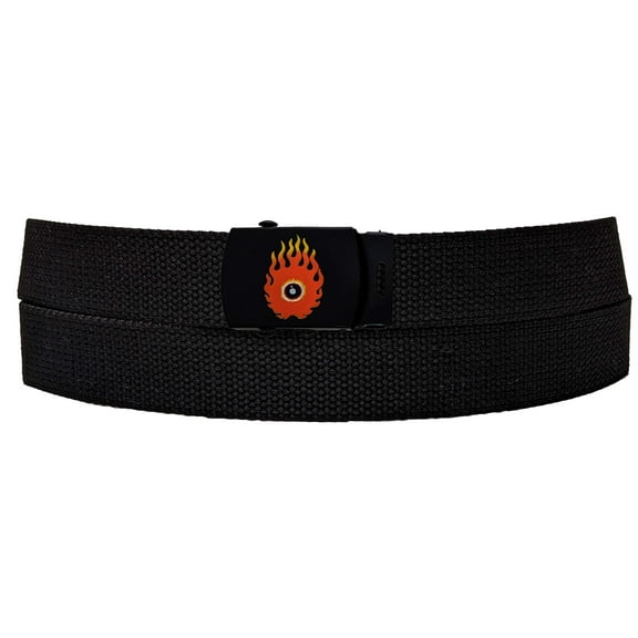 Flame Style 3 Black Adjustable Canvas Web Belt With Metal Buckle 32 to 72
