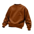 thumbnail image 5 of Crewneck Sweatshirt Nelozsy Men's Solid Color Crew Neck Loose Long Sleeve Comfortable Hoodies Sweatshirts Tops Brown XL, 5 of 5