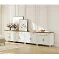 thumbnail image 5 of Buffet Cabinet with 8 Doors and 4 Drawers, Large Kitchen Storage Cabinets Wood Coffee Bar Tables with Adjustable Shelf, Modern Farmhouse Sideboard for Dining Room, Living Room, Off White, 136 inch, 5 of 6