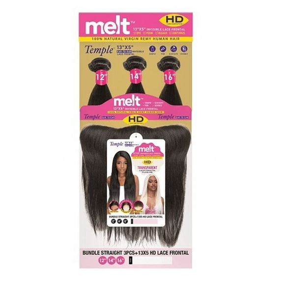 Janet Melt 100% Natural Virgin Remy Human Hair - Straight 3PCS + 13x5 HD FRONTAL (18"20"22") Natural