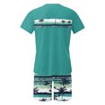 thumbnail image 4 of VBTAPA Men's 2 Piece Outfits Hawaiian Tropical Graphic T Shirt and Shorts Set Summer Beach Vacation Sets with Pockets on Sale Green M, 4 of 6