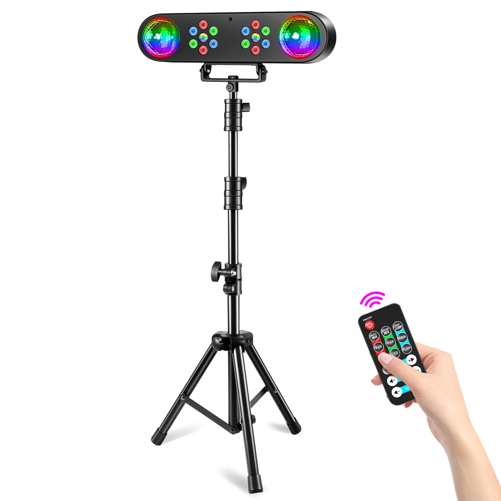 Mini DJ Lights with Stand, RGB Party Bar Light Set with Rotating Ball, Sound-Activated DJ Light for Disco Stage Gig Band Wedding