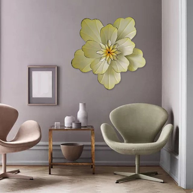 Decoración de pared Flores de metal Soledad escultura de arte de pared 25 cm blanco