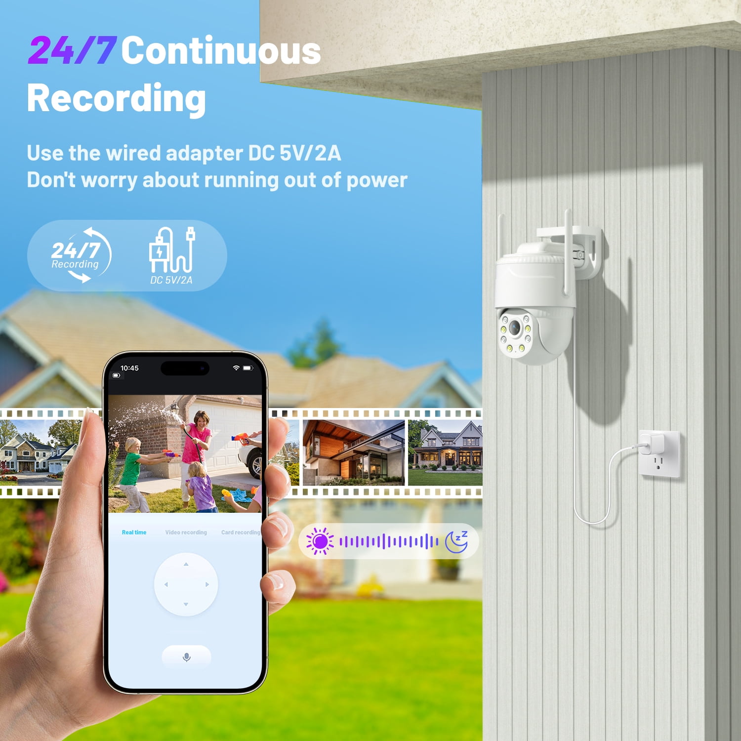 Runofast 4G LTE Cellular Security Camera Wired Indoor/Outdoor, No WiFi Security Cameras Plug-in for 24/7 Recording (White)