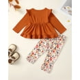 thumbnail image 3 of 9 Months Baby Girls Clothes 12 Months Girls 2PCS Fall Winter Outfits Set Infant Girls Long Sleeve Top Floral Pants Set Brown, 3 of 9