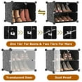 thumbnail image 3 of 33.46x37.8in Shoe Storage Organizer TeqHome 6 Tier 2 Row Stackable Free Standing Dustproof Plastic Shoe Shelves with Clear Door for Entryway Cabinet Black, 3 of 11