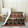thumbnail image 2 of Aztec Bear Flannel Fleece Blanket Throw Size Western Style Sherpa Blanket for Sofa Bed Tribal Geometric Diamond Throw Blanket Bohemian Southwestern Soft Warm Fuzzy Blanket Brown, 2 of 5