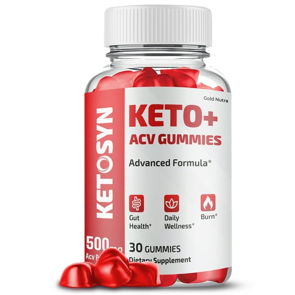 Ketosyn Keto ACV Gummies, with Apple Cider Vinegar, Max Strength, 1 Month Supply, Made in USA (1 Pack)