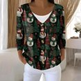 thumbnail image 2 of Women's Fashion Long Sleeve Christmas Snowman Snowflake Print Jacket Cardigan for Holiday Party and Casual Daily Wear,Dark Green,M, 2 of 7