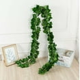 thumbnail image 3 of Artificial Ivy Leaf Garland 12 Strands 86 FT | 7 FT Each Strand | 80 Leaves per Strand | Lush Green Fake Hanging Vines for Wedding Party Home Garden Balcony Jungle-Themed Decor | Realistic Faux, 3 of 8