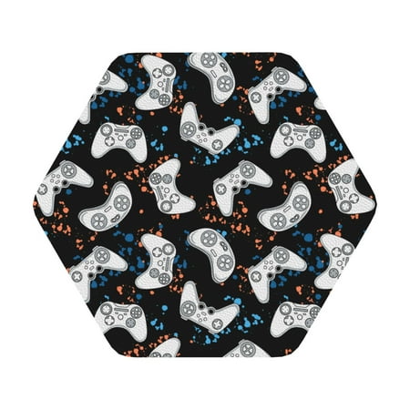 

Qekee Game Print PU Leather Absorbent Coasters Leather Coasters Set for Cups Drinks 4 Coasters 6 Pcs for Coffee Bar Home Decor Hexagon