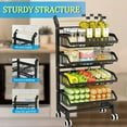 thumbnail image 4 of TEAFIRST 4 Tier Utility Rolling Cart, with Lockable Wheels, Metal Storage Trolley for Kitchen Black, 4 of 7