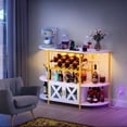 thumbnail image 3 of DEXTRUS Bar Wine Cabinet with LED Lights, Power Outlets, Liquor Rack Table, Glass Holder, White, 3 of 9