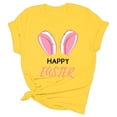 thumbnail image 4 of Alun Happy Easter T Shirts for Women Cute Bunny Ears Graphic Tees Casual Short Sleeve Crewneck Top for Easter's Day Outfit 2026 Spring Summer Workout T-Shirt Yellow XL, 4 of 4