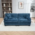 thumbnail image 7 of Modular Sectional Sofa,Chenille Deep Seat Couch Loveseat with Two Extra Pillows, Double Layer Cushion Features Memory Foam and Pocket Springs,for Living Room, Apartment,Studio,Office,Blue, 7 of 7