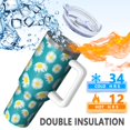 thumbnail image 5 of 40oz Tumbler with Handle and Straw, Vacuum Insulated Stainless Steel Travel Mug, Fits Car Cup Holder, Daisy Floral Print, 5 of 6