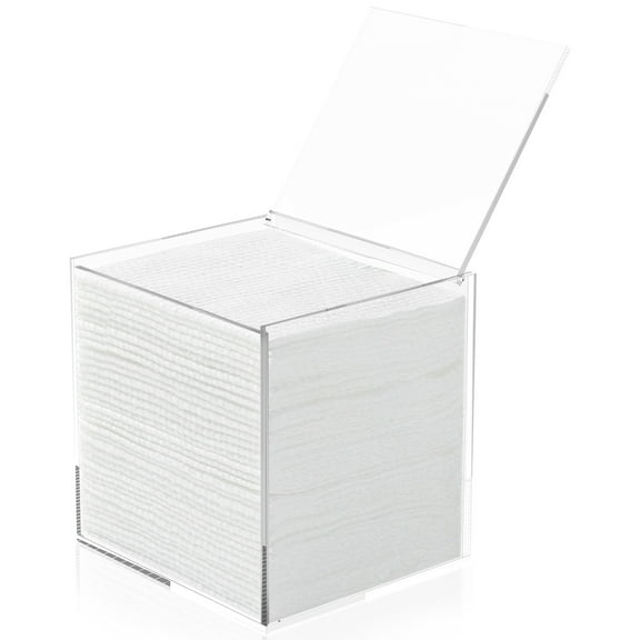 Facial Towel Acrylic Container Clear Face Towel Storage Box Face Washcloth Storage Holder with Lid for Countertop Bathroom