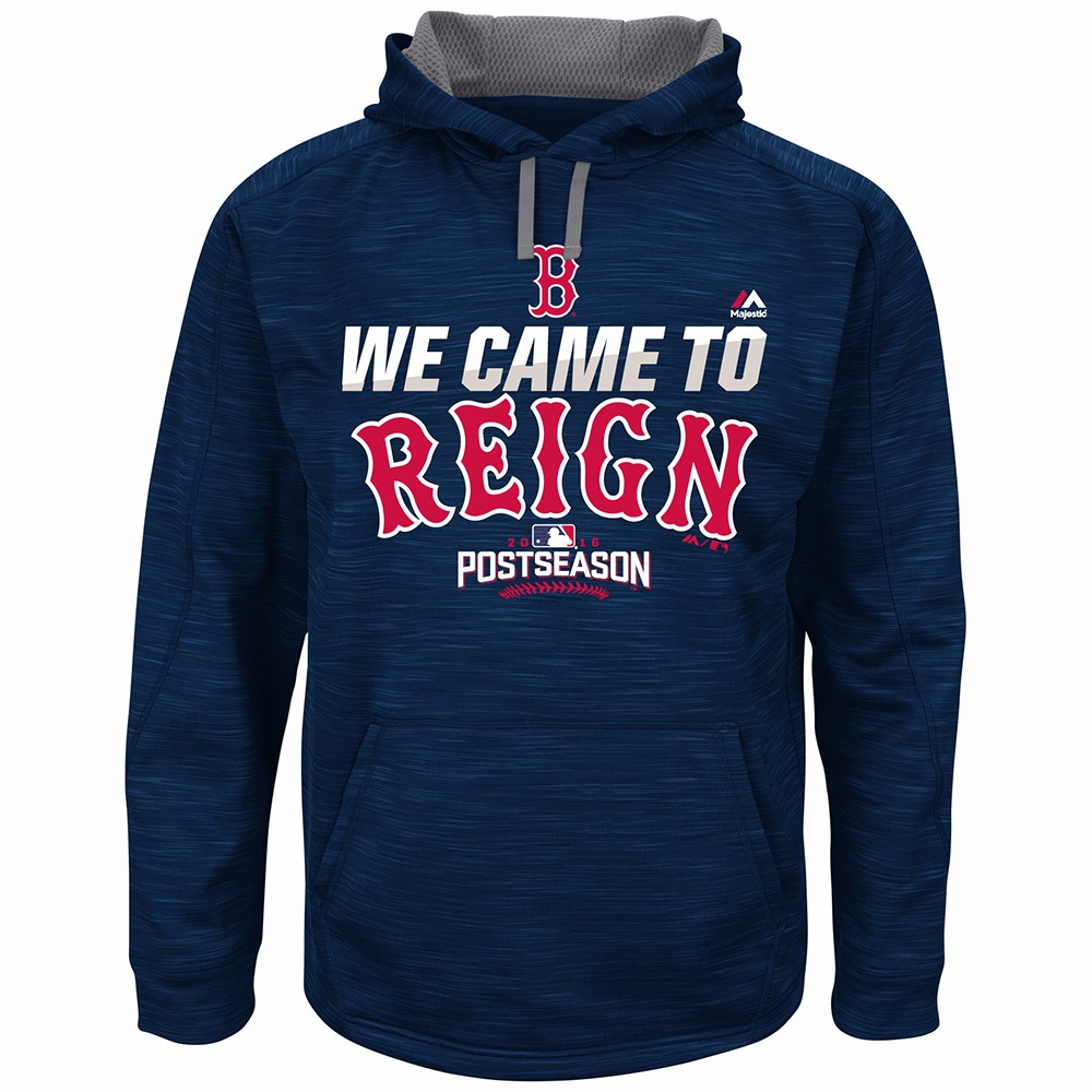 Boston Red Sox MLB Majestic Men's Navy Blue On-Field Therma Base "We Came To Reign" Hoodie by MAJESTIC LSG