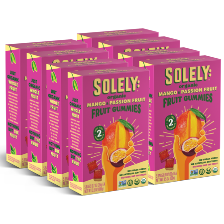 Solely Organic Fruit Gummies, Mango & Passionfruit, Fruit & Vitamin C, 3.5 Ounce (Pack of 8)