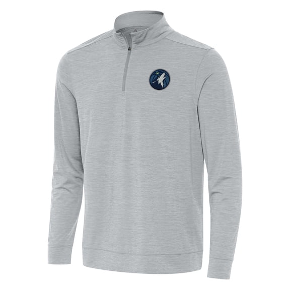 Men's Antigua Heather Gray Minnesota Timberwolves Bright Quarter-Zip Top