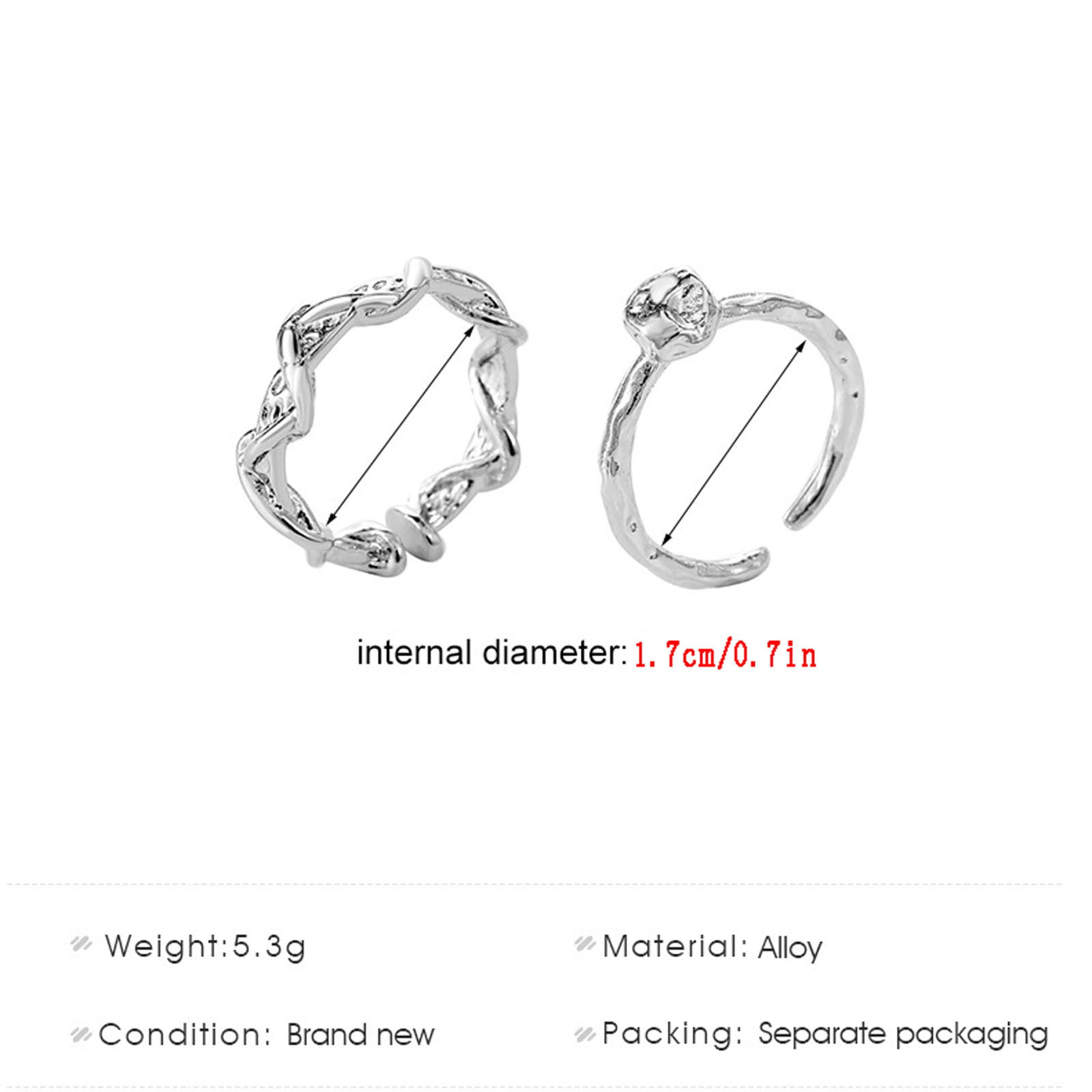Apmemiss Wholesale Irregular Ring Two-piece Finger Ring And Personality Jewelry Fashionable Versatile Index