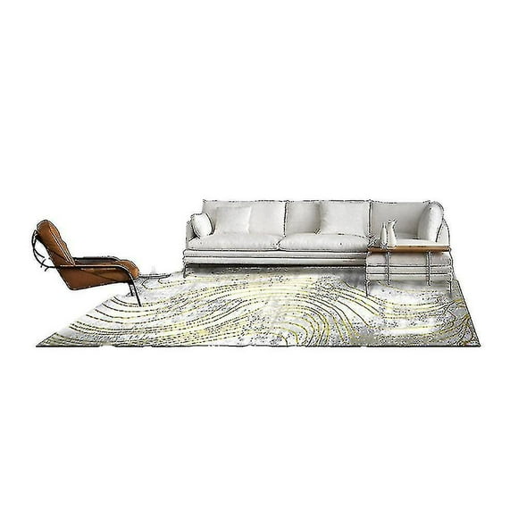 Modern Non-slip Area Carpet Abstract Ink Paint Purple And Gold Marble Art