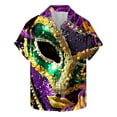 thumbnail image 2 of successthop Purple Button down Shirt Men Plus Size Long Sleeve Polyester Casual Button up Mask Printed Mardi Gras Celebrations Blouse Tops for Mardi Gras Event XL, 2 of 5