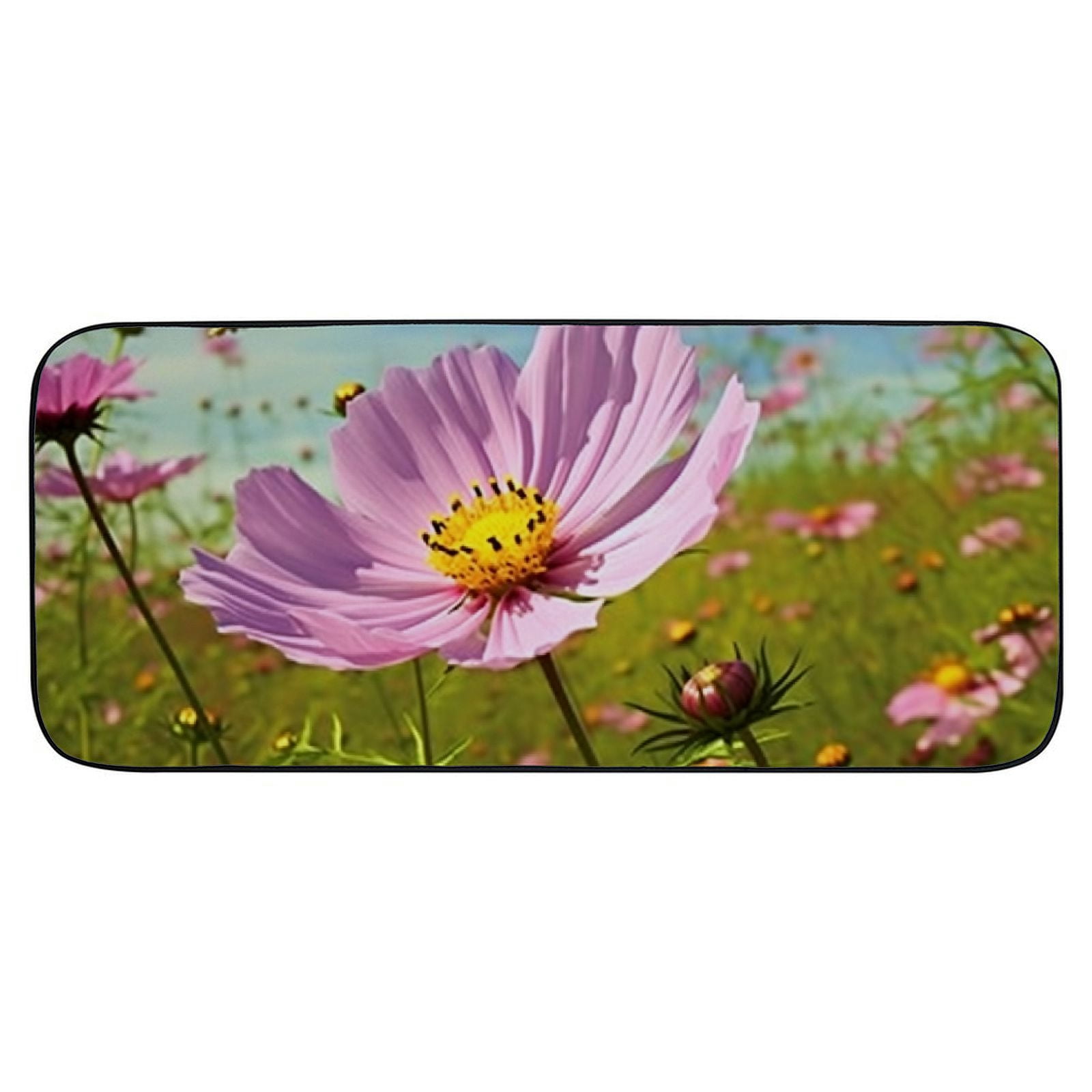 Qinduosi Decorative Door Mat, Door Mat with Non-Slip Rubber Backing, Easy Cleaning, Traps Dirt, for Entry, Patio, Garage - Flower Pink Flower Parma Nature Garden 19.68*47.24 in