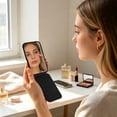 thumbnail image 6 of Linnome Small Travel Leather Folding Makeup Mirror Compact with Bow Design - Mini Portable Vanity Cosmetic Mirror for Women - Travel-Friendly Foldable Pocket Mirror for Purse Handbag, 6 of 6
