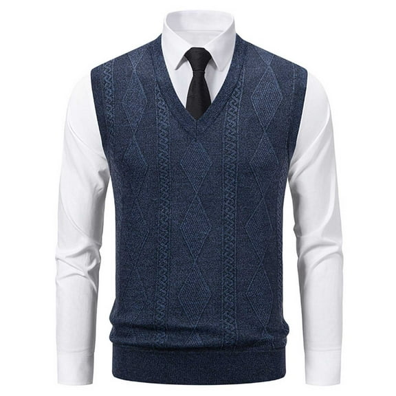 Vest Tops for Men Business Casual Sweater Vest Stretchy Argyle Knit V-Neck Comfy Slim Fit Top