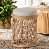bali & pari Junius Boho Ottoman Footstool, Natural Rattan, Natural
